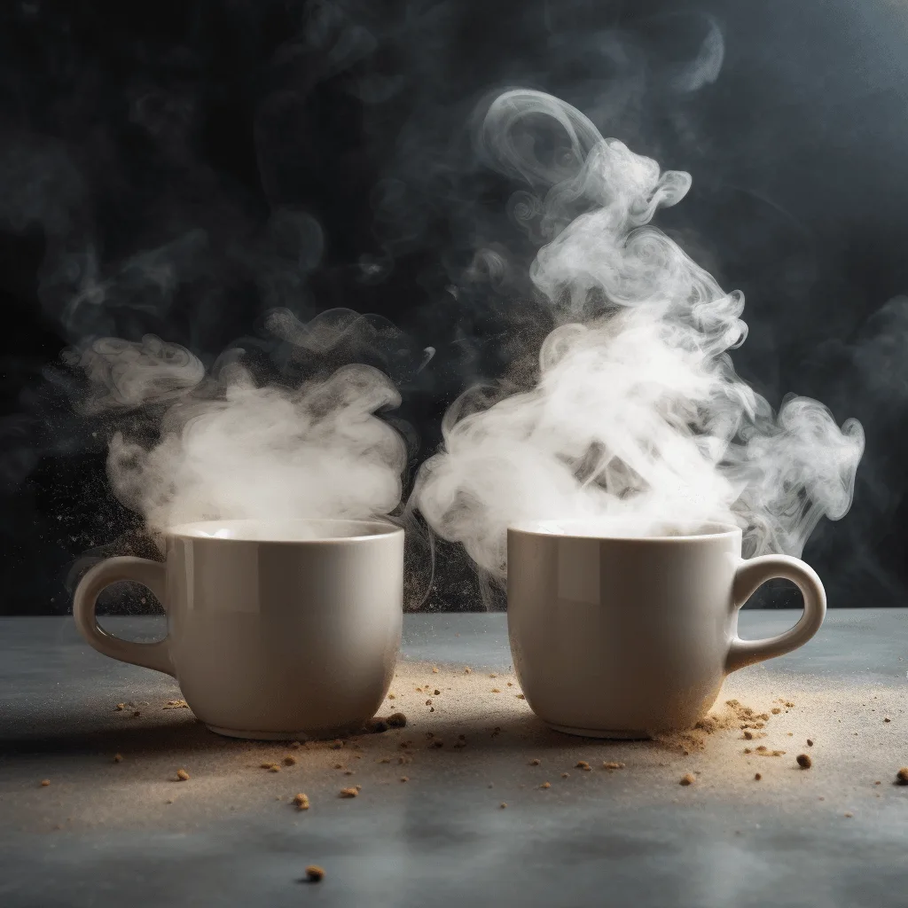 steaming hot ceramic coffee mug