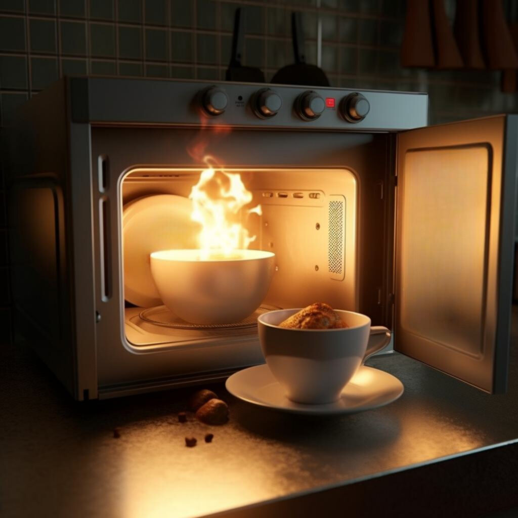 coffee mug in microwave oven