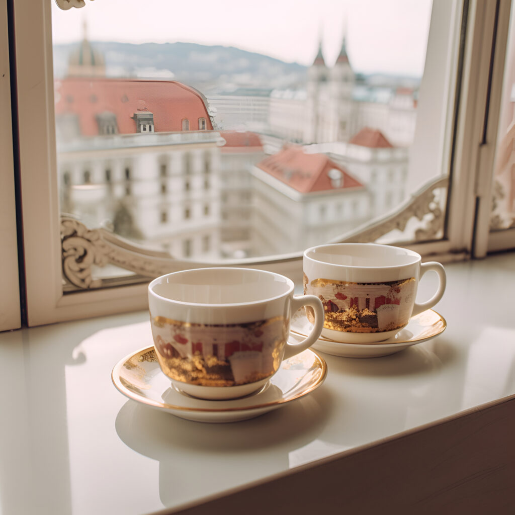 coffee cups in a hotel in vienna