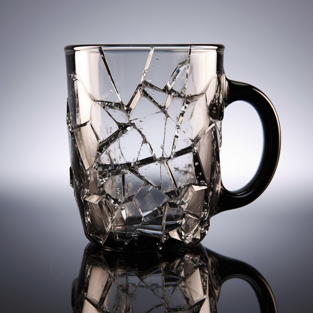 Broken glass coffee mug